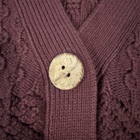 VTG 90s Y2K Brown Waffle Knit Cardigan Sweater V-Neck Button Front Wide Sleeve - Picture 5 of 11